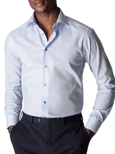 Eton Men's Slim-Fit Textured Solid Shirt - Blue | Thumbnail 2 Eton Men's Slim-Fit Textured Solid Shirt - Blue | Thumbnail 2