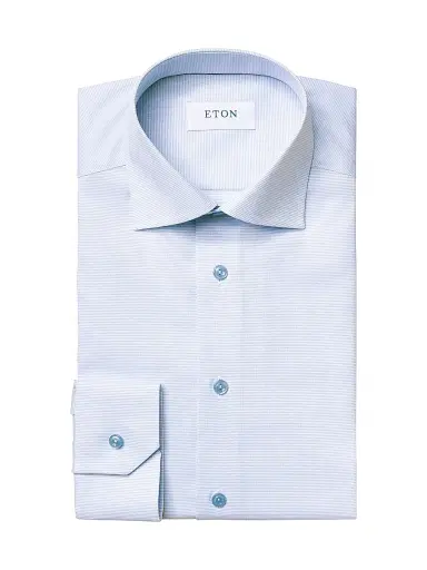 Eton Men's Slim-Fit Textured Solid Shirt - Blue | Thumbnail 1 Eton Men's Slim-Fit Textured Solid Shirt - Blue | Thumbnail 1