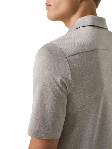 Eton Men's Jaquard Filo Di Scozia Polo Shirt - Beige | Thumbnail 5 Eton Men's Jaquard Filo Di Scozia Polo Shirt - Beige | Thumbnail 5