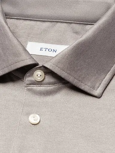 Eton Men's Jaquard Filo Di Scozia Polo Shirt - Beige | Thumbnail 6 Eton Men's Jaquard Filo Di Scozia Polo Shirt - Beige | Thumbnail 6