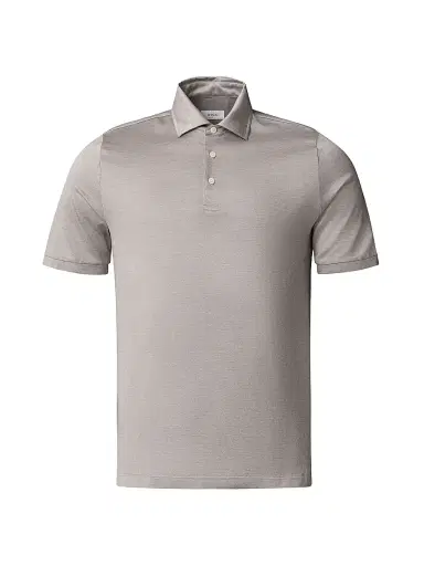 Eton Men's Jaquard Filo Di Scozia Polo Shirt - Beige | Thumbnail 1 Eton Men's Jaquard Filo Di Scozia Polo Shirt - Beige | Thumbnail 1
