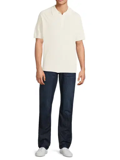 Eton Men's Linen-Cotton Woven Polo Shirt - Cream | Thumbnail 2 Eton Men's Linen-Cotton Woven Polo Shirt - Cream | Thumbnail 2