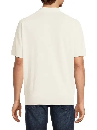 Eton Men's Linen-Cotton Woven Polo Shirt - Cream | Thumbnail 5 Eton Men's Linen-Cotton Woven Polo Shirt - Cream | Thumbnail 5