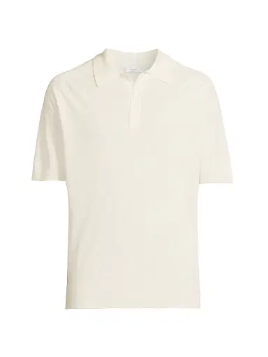 Eton Men's Linen-Cotton Woven Polo Shirt - Cream | Thumbnail 1 Eton Men's Linen-Cotton Woven Polo Shirt - Cream | Thumbnail 1
