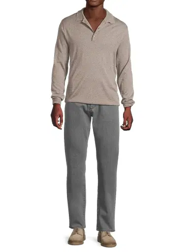 Canali Men's Heathered Merino Wool Modern-Fit Polo Shirt | Thumbnail 2 Canali Men's Heathered Merino Wool Modern-Fit Polo Shirt | Thumbnail 2