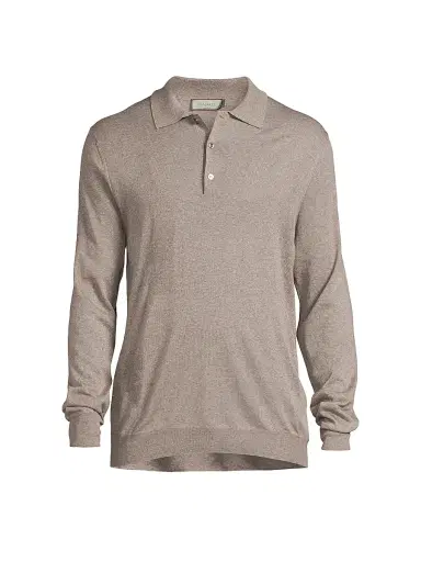 Canali Men's Heathered Merino Wool Modern-Fit Polo Shirt | Thumbnail 1 Canali Men's Heathered Merino Wool Modern-Fit Polo Shirt | Thumbnail 1