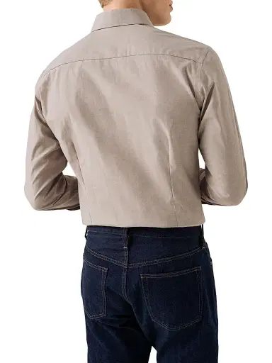 Eton Men's Contemporary-Fit Melange Solid Button-Front Shirt | Thumbnail 4 Eton Men's Contemporary-Fit Melange Solid Button-Front Shirt | Thumbnail 4