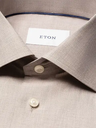Eton Men's Contemporary-Fit Melange Solid Button-Front Shirt | Thumbnail 7 Eton Men's Contemporary-Fit Melange Solid Button-Front Shirt | Thumbnail 7