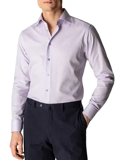 Eton Men's Contemporary-Fit Textured Solid Shirt - Purple - Size 18.5 | Thumbnail 2 Eton Men's Contemporary-Fit Textured Solid Shirt - Purple - Size 18.5 | Thumbnail 2