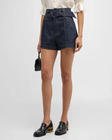 Cinq a Sept Aldi Belted Denim Shorts | Thumbnail 2 Cinq a Sept Aldi Belted Denim Shorts | Thumbnail 2
