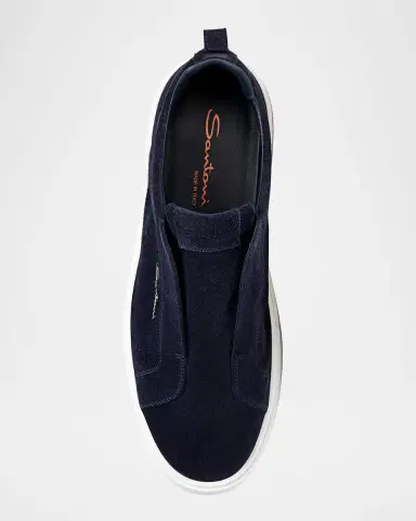 Santoni Men's Suede Low-Top Slip-On Sneakers | Thumbnail 4 Santoni Men's Suede Low-Top Slip-On Sneakers | Thumbnail 4