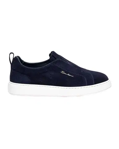 Santoni Men's Suede Low-Top Slip-On Sneakers | Thumbnail 1 Santoni Men's Suede Low-Top Slip-On Sneakers | Thumbnail 1
