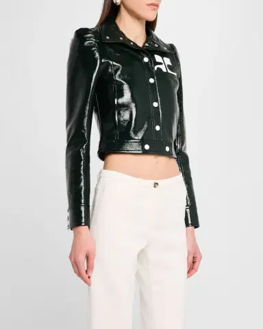 Courrèges Textured Vinyl Crop Jacket | Thumbnail 4 Courrèges Textured Vinyl Crop Jacket | Thumbnail 4