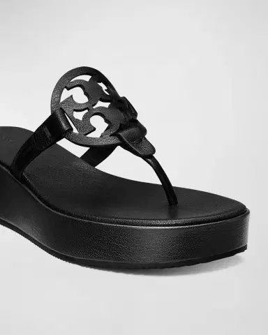 Tory Burch Miller Leather Logo Wedge Thong Sandals | Thumbnail 4 Tory Burch Miller Leather Logo Wedge Thong Sandals | Thumbnail 4