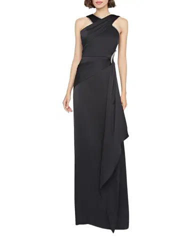 THEIA Cressida Rhinestone-Trim Halter Column Gown | Thumbnail 1 THEIA Cressida Rhinestone-Trim Halter Column Gown | Thumbnail 1