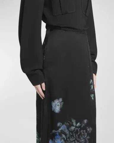 Giorgio Armani Floral Print Silk Wrap-Effect Midi Skirt | Thumbnail 5 Giorgio Armani Floral Print Silk Wrap-Effect Midi Skirt | Thumbnail 5