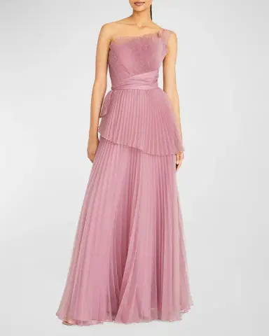 Theia Delphine Pleated Organza A-Line Gown | Thumbnail 2 Theia Delphine Pleated Organza A-Line Gown | Thumbnail 2