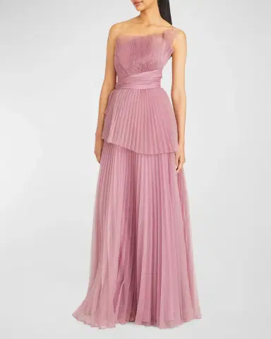 Theia Delphine Pleated Organza A-Line Gown | Thumbnail 3 Theia Delphine Pleated Organza A-Line Gown | Thumbnail 3