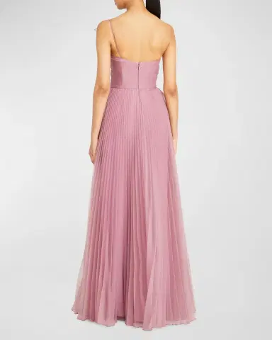 Theia Delphine Pleated Organza A-Line Gown | Thumbnail 4 Theia Delphine Pleated Organza A-Line Gown | Thumbnail 4