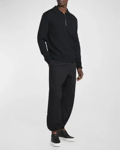 Moncler Men's Long-Sleeve Zip Polo Sweater | Thumbnail 2 Moncler Men's Long-Sleeve Zip Polo Sweater | Thumbnail 2