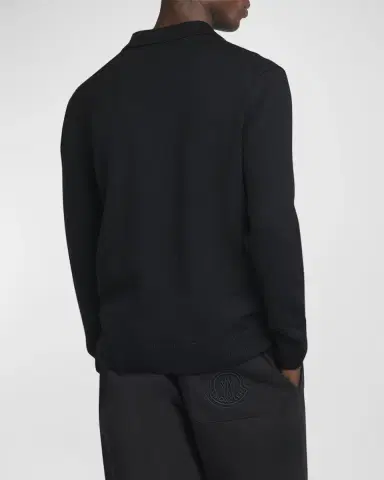 Moncler Men's Long-Sleeve Zip Polo Sweater | Thumbnail 3 Moncler Men's Long-Sleeve Zip Polo Sweater | Thumbnail 3