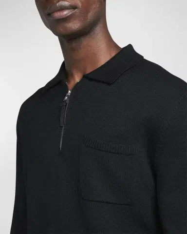Moncler Men's Long-Sleeve Zip Polo Sweater | Thumbnail 5 Moncler Men's Long-Sleeve Zip Polo Sweater | Thumbnail 5
