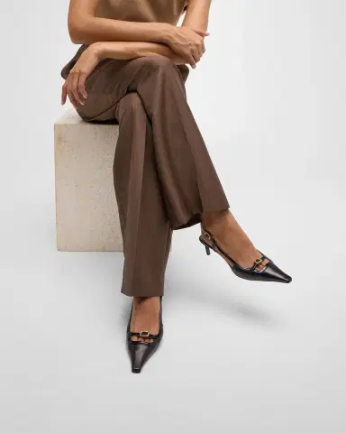 Roger Vivier Mixed Leather Mini Buckle Slingback Pumps | Thumbnail 2 Roger Vivier Mixed Leather Mini Buckle Slingback Pumps | Thumbnail 2