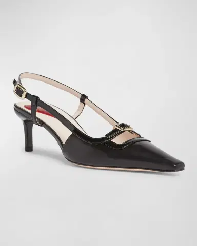 Roger Vivier Mixed Leather Mini Buckle Slingback Pumps | Thumbnail 3 Roger Vivier Mixed Leather Mini Buckle Slingback Pumps | Thumbnail 3