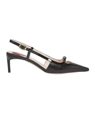 Roger Vivier Mixed Leather Mini Buckle Slingback Pumps | Thumbnail 1 Roger Vivier Mixed Leather Mini Buckle Slingback Pumps | Thumbnail 1