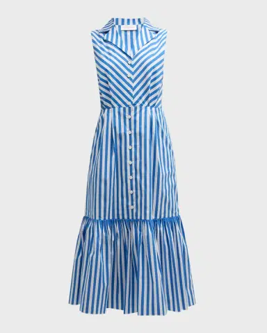 Elie Tahari The Joelle Striped Flounce Midi Dress | Thumbnail 2 Elie Tahari The Joelle Striped Flounce Midi Dress | Thumbnail 2