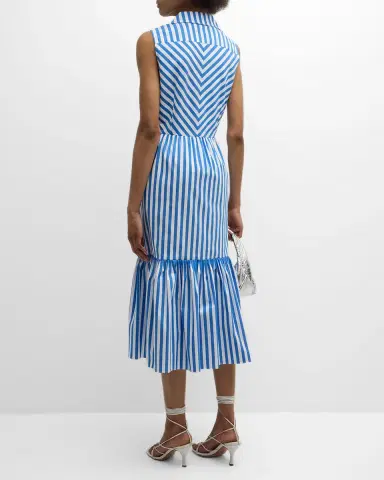 Elie Tahari The Joelle Striped Flounce Midi Dress | Thumbnail 4 Elie Tahari The Joelle Striped Flounce Midi Dress | Thumbnail 4