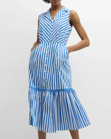 Elie Tahari The Joelle Striped Flounce Midi Dress | Thumbnail 7 Elie Tahari The Joelle Striped Flounce Midi Dress | Thumbnail 7