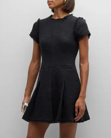 Cinq à Sept Nova Cotton Boucle Pleated Mini Dress | Thumbnail 3 Cinq à Sept Nova Cotton Boucle Pleated Mini Dress | Thumbnail 3