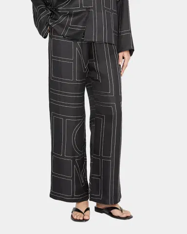 TOTEME Monogram-Embroidered Silk Pajama Pants | Thumbnail 2 TOTEME Monogram-Embroidered Silk Pajama Pants | Thumbnail 2