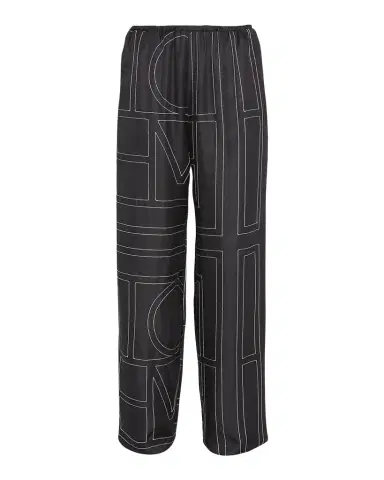TOTEME Monogram-Embroidered Silk Pajama Pants | Thumbnail 1 TOTEME Monogram-Embroidered Silk Pajama Pants | Thumbnail 1