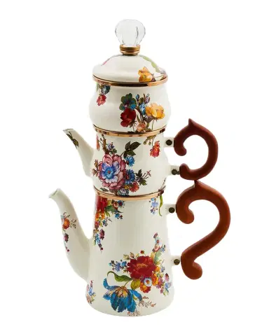 MacKenzie-Childs White Flower Market Stackable Coffee Set | Thumbnail 1 MacKenzie-Childs White Flower Market Stackable Coffee Set | Thumbnail 1