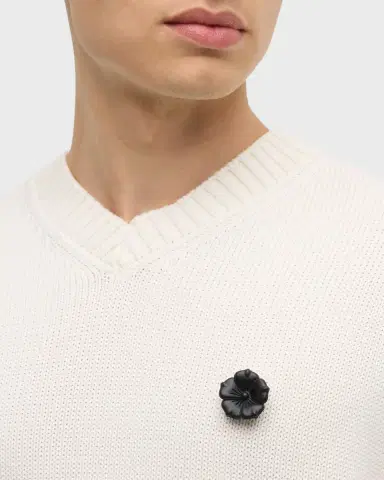 Jan Leslie Men's Matte Black Flower Lapel Pin | Thumbnail 2 Jan Leslie Men's Matte Black Flower Lapel Pin | Thumbnail 2