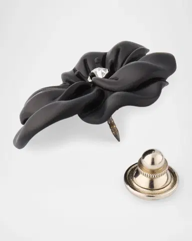 Jan Leslie Men's Matte Black Flower Lapel Pin | Thumbnail 4 Jan Leslie Men's Matte Black Flower Lapel Pin | Thumbnail 4