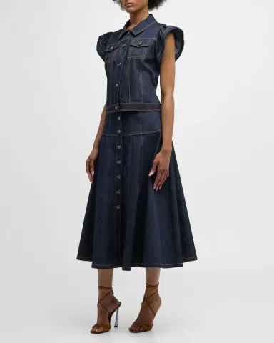 Cinq à Sept Veena Denim Midi Skirt | Thumbnail 2 Cinq à Sept Veena Denim Midi Skirt | Thumbnail 2