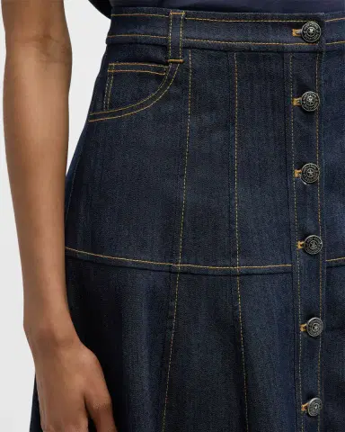 Cinq à Sept Veena Denim Midi Skirt | Thumbnail 5 Cinq à Sept Veena Denim Midi Skirt | Thumbnail 5