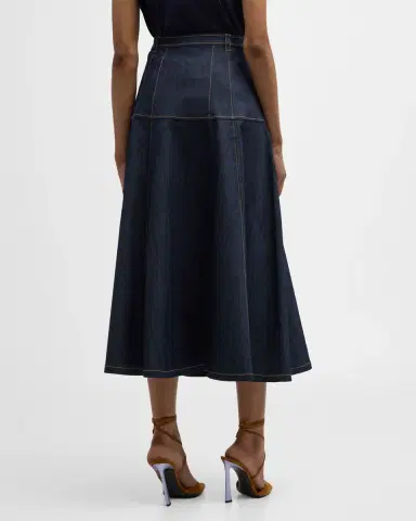 Cinq à Sept Veena Denim Midi Skirt | Thumbnail 6 Cinq à Sept Veena Denim Midi Skirt | Thumbnail 6