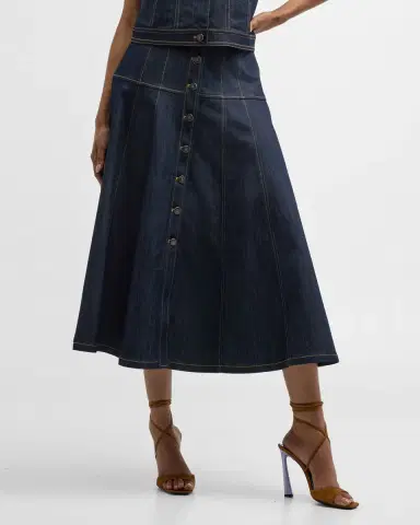 Cinq à Sept Veena Denim Midi Skirt | Thumbnail 7 Cinq à Sept Veena Denim Midi Skirt | Thumbnail 7