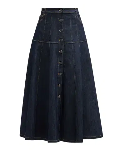 Cinq à Sept Veena Denim Midi Skirt | Thumbnail 1 Cinq à Sept Veena Denim Midi Skirt | Thumbnail 1