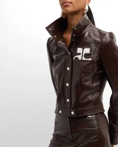 Courrèges Textured Vinyl Crop Jacket | Thumbnail 7 Courrèges Textured Vinyl Crop Jacket | Thumbnail 7