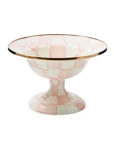 MacKenzie-Childs Rosy Check Enamel Compote Bowl, Small | Thumbnail 1 MacKenzie-Childs Rosy Check Enamel Compote Bowl, Small | Thumbnail 1