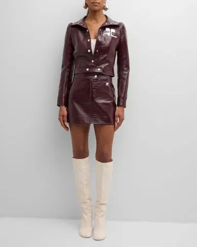 Courrèges Textured Vinyl Crop Jacket | Thumbnail 2 Courrèges Textured Vinyl Crop Jacket | Thumbnail 2
