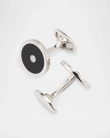 Jan Leslie Men 's Black Onyx and Diamond Cufflinks | Thumbnail 4 Jan Leslie Men 's Black Onyx and Diamond Cufflinks | Thumbnail 4