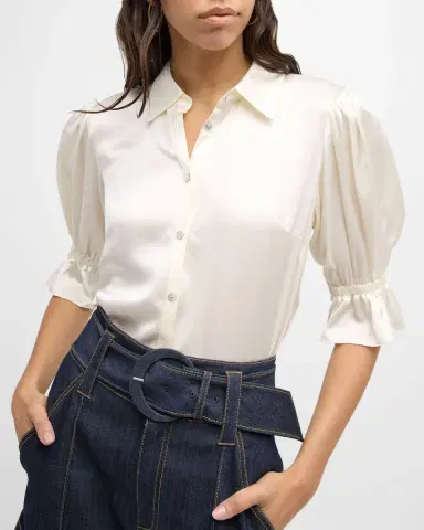 Cinq à Sept Fiona Silk Satin Short-Sleeve Top | Thumbnail 8 Cinq à Sept Fiona Silk Satin Short-Sleeve Top | Thumbnail 8