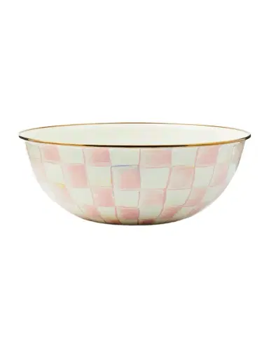 MacKenzie-Childs Rosy Check Enamel Everyday Bowl, Extra Large | Thumbnail 1 MacKenzie-Childs Rosy Check Enamel Everyday Bowl, Extra Large | Thumbnail 1