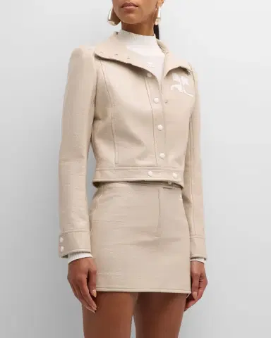 Courrèges Textured Vinyl Crop Jacket | Thumbnail 4 Courrèges Textured Vinyl Crop Jacket | Thumbnail 4